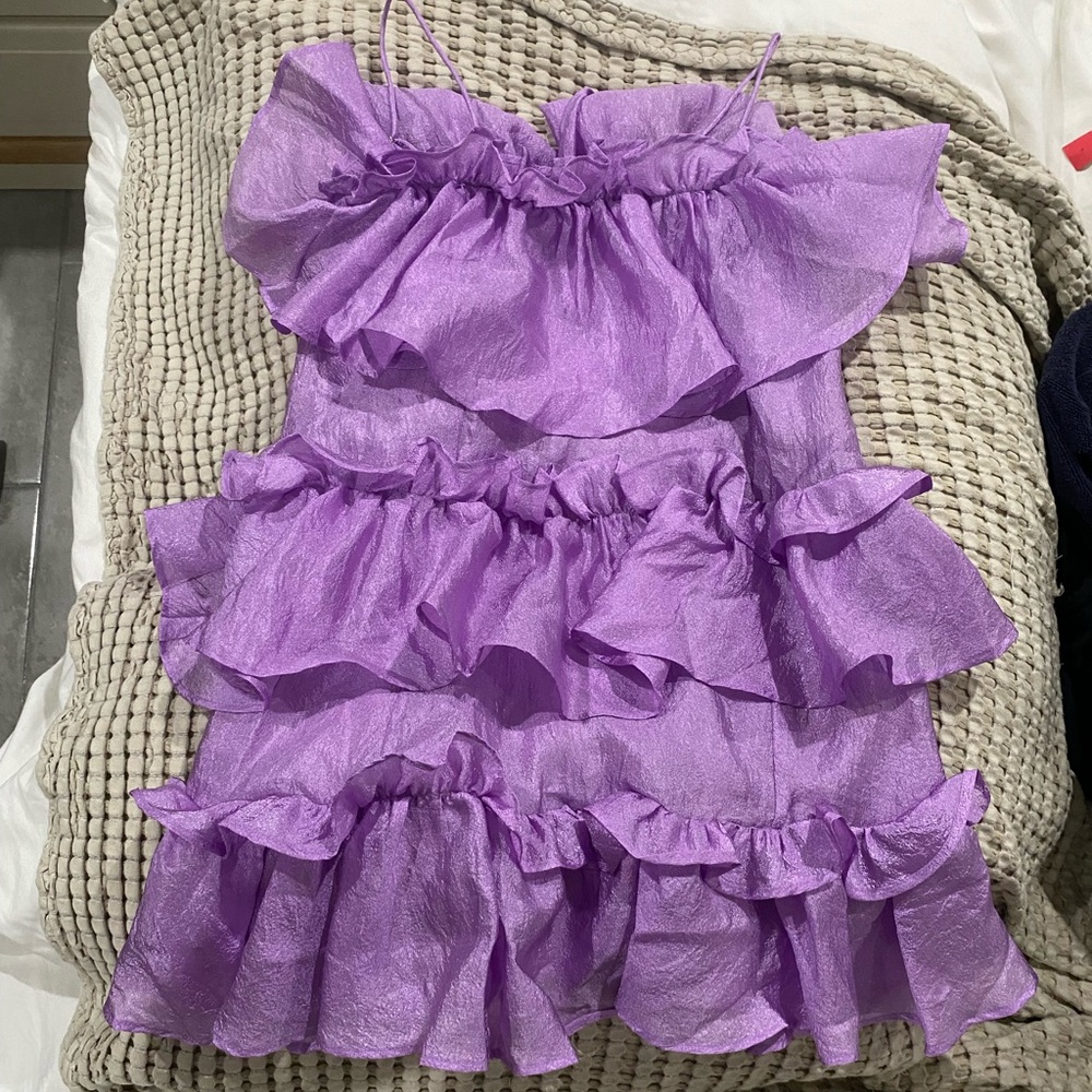 Hello Molly Lavender Ruffle Mini Dress - Picture 2 of 6